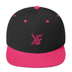 Black Neon Pink / Flamingo Red Embroidered Logo Snapback Hat