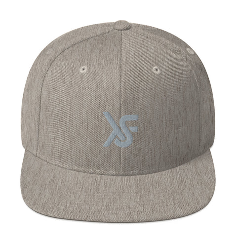 Heather Grey Snapback Hat Grey Embroidered Logo