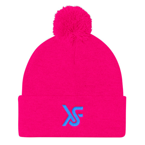 Sexy/Neon Pink Pom Pom Knit Cap