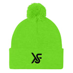 Neon/Green Pom Pom Knit Cap