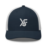 Navy/White Trucker Cap Embroidered Logo