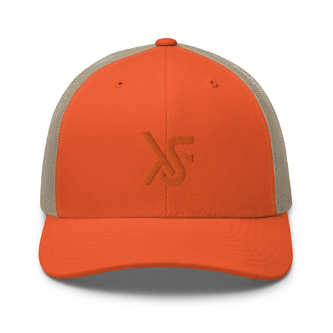 Rustic Orange/Khaki Trucker Cap Embroidered Logo