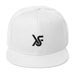 White Snapback Hat Black Embroidered Logo